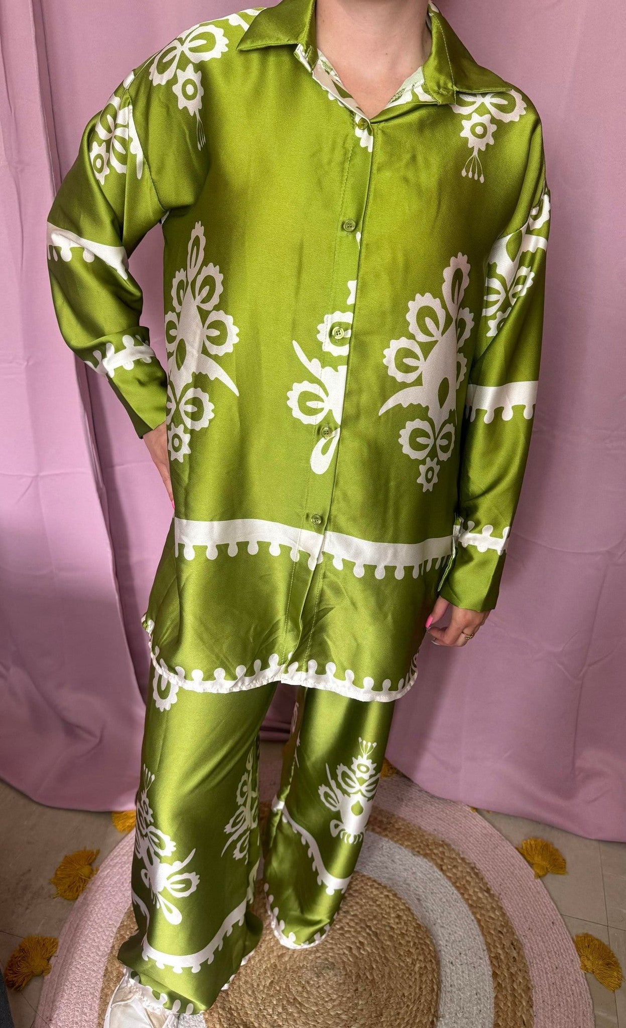 217 Ensemble satiné à motif