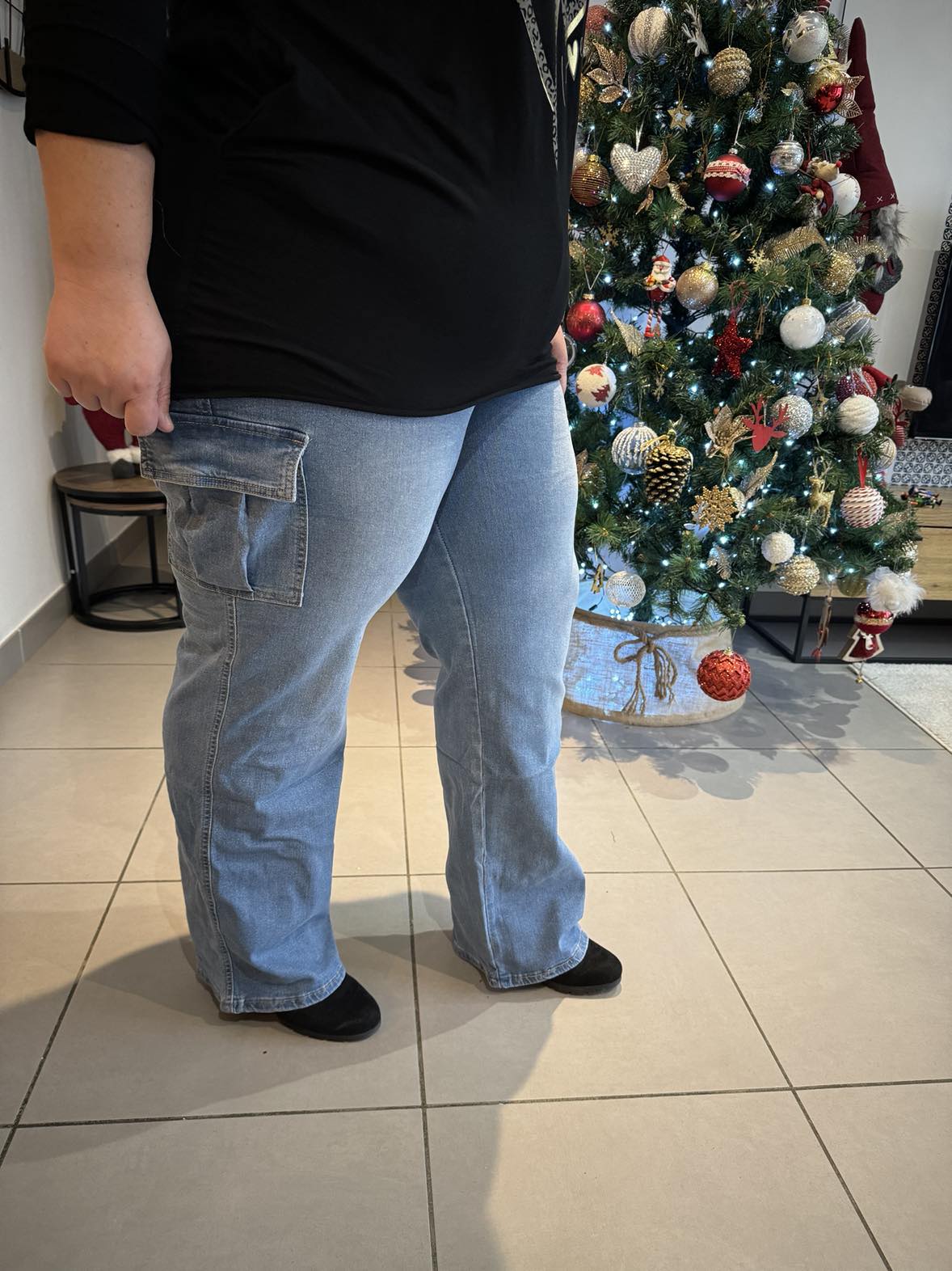 324 Jeans clair cargo grande taille
