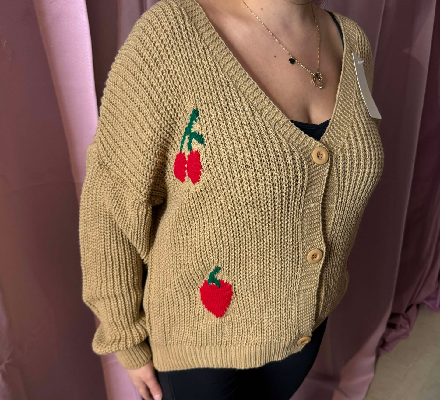 352 Gilet cerise/fraise