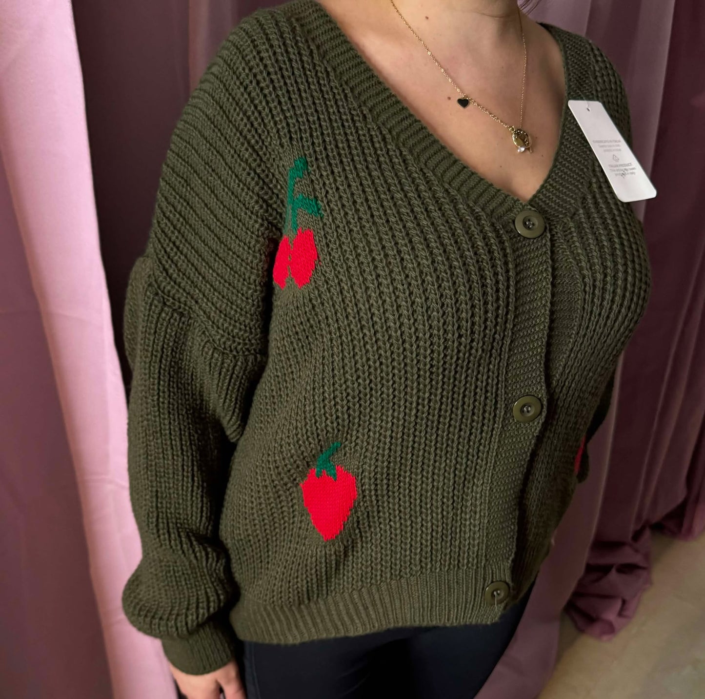 352 Gilet cerise/fraise