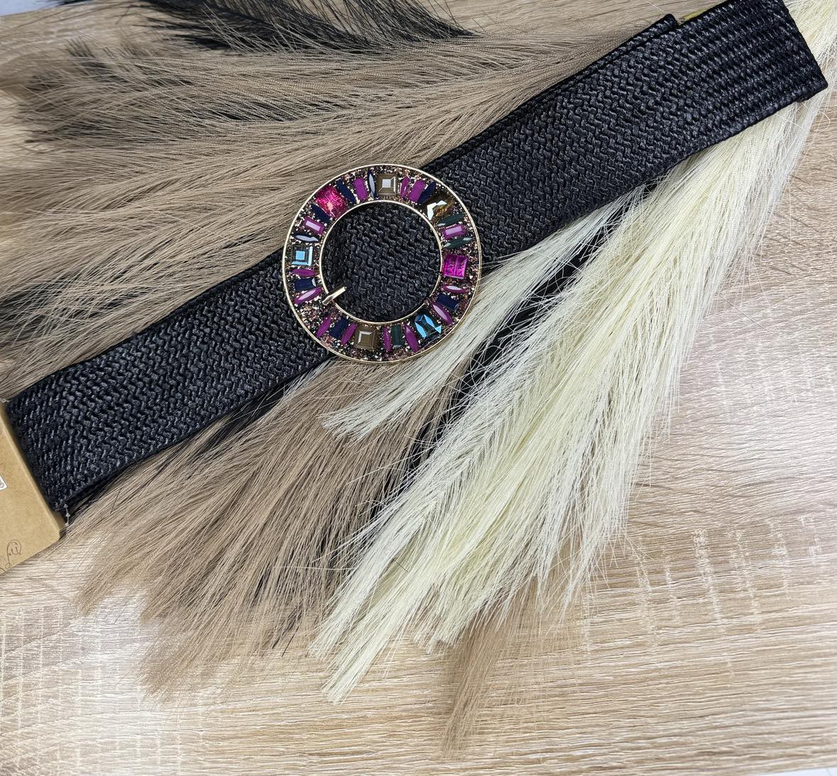 Ceinture boucle ronde perles