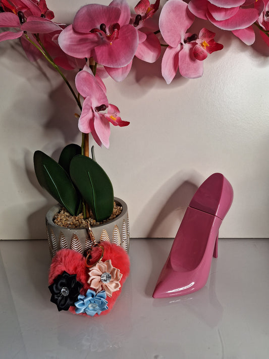 Porte-clés cœurs "fleurs"