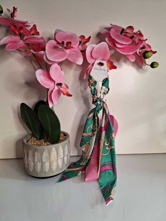 Chouchou foulard satiné à motif