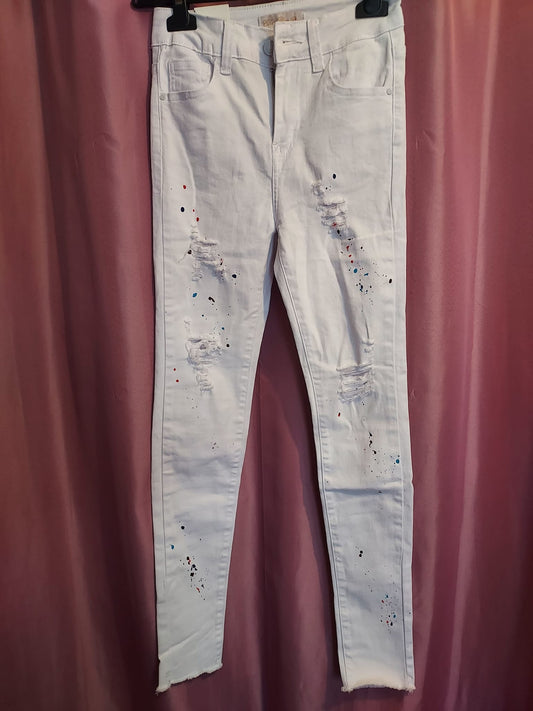 Jeans blanc tâche